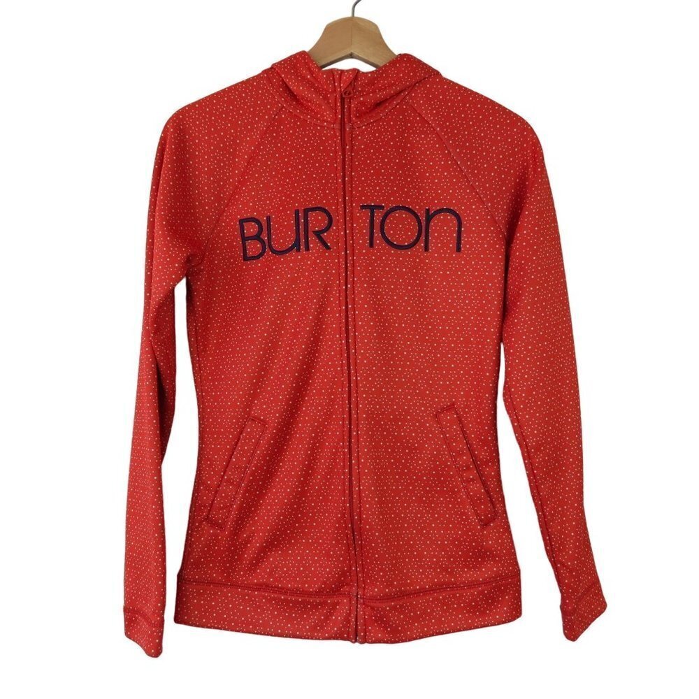 BURTON Women's Red Dot Zip Front Fleece Lined Peak Hoodie Colombo Sweatshirt XS